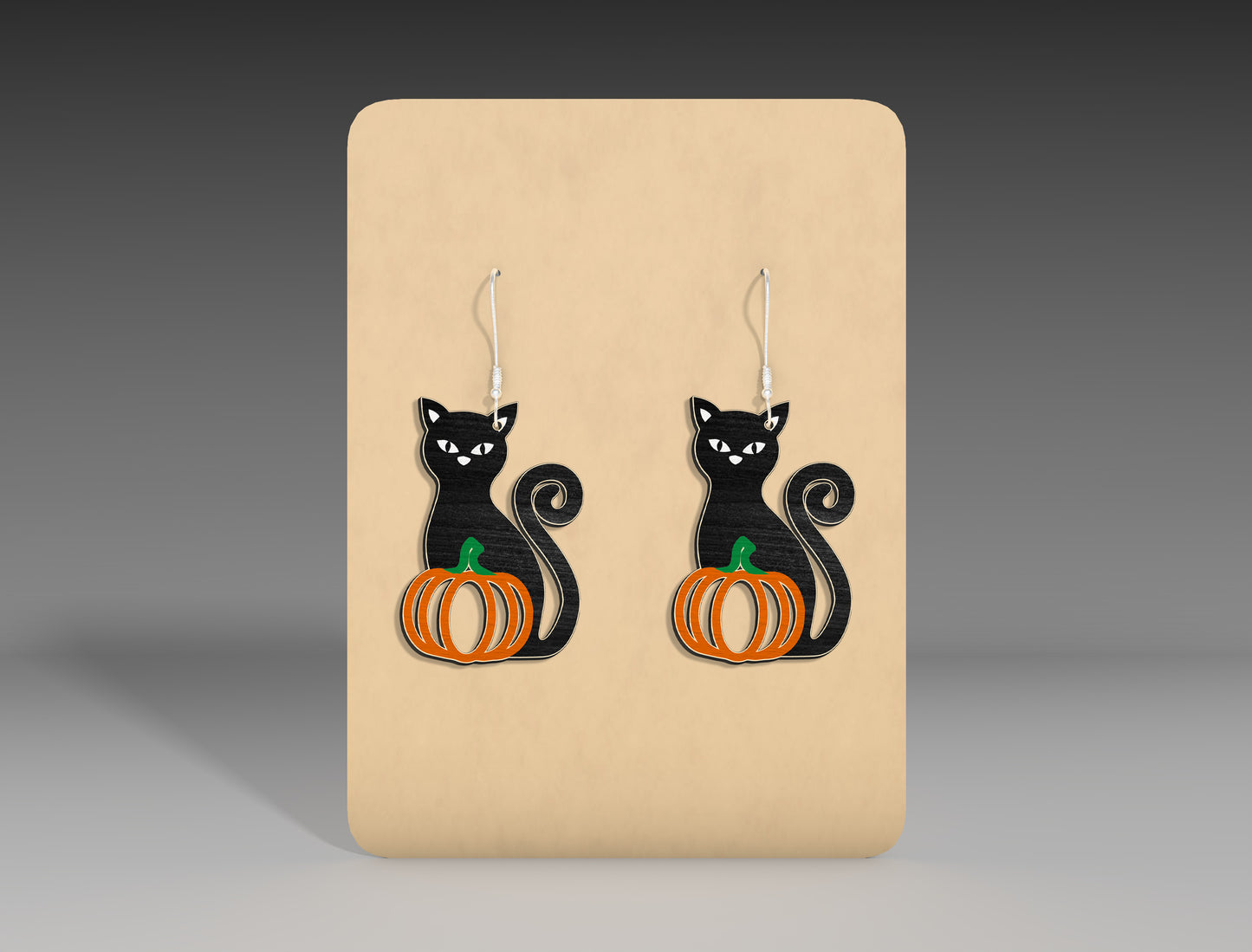 Halloween Black Cat Pumpkin Earrings SVG Bundle 3 Designs for LightBurn xTool Glowforge