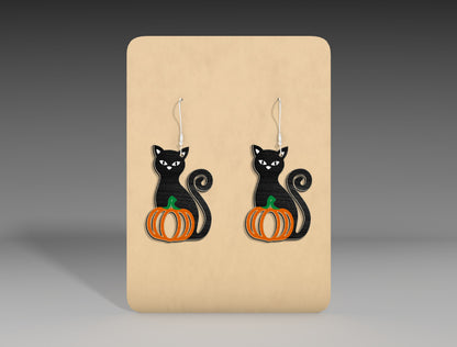 Halloween Black Cat Pumpkin Earrings SVG Bundle 3 Designs for LightBurn xTool Glowforge
