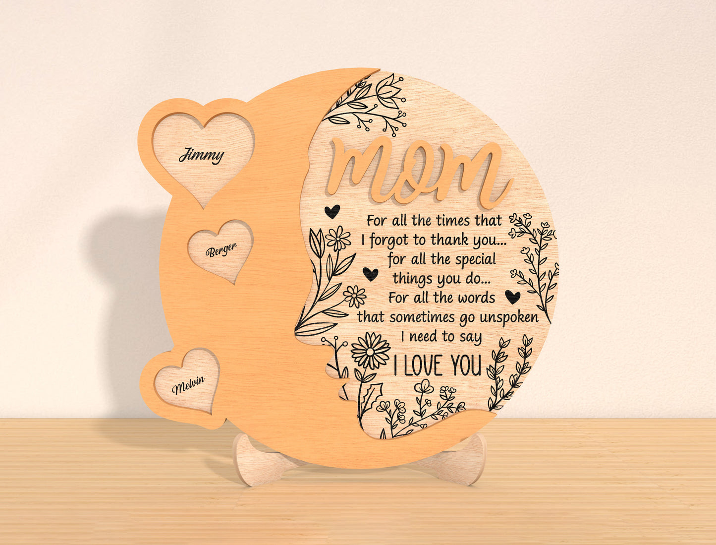 Family Heart Plaque SVG Bundle Mom Quote Name Hearts for Glowforge