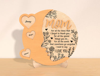 Family Heart Plaque SVG Bundle Mom Quote Name Hearts for Glowforge