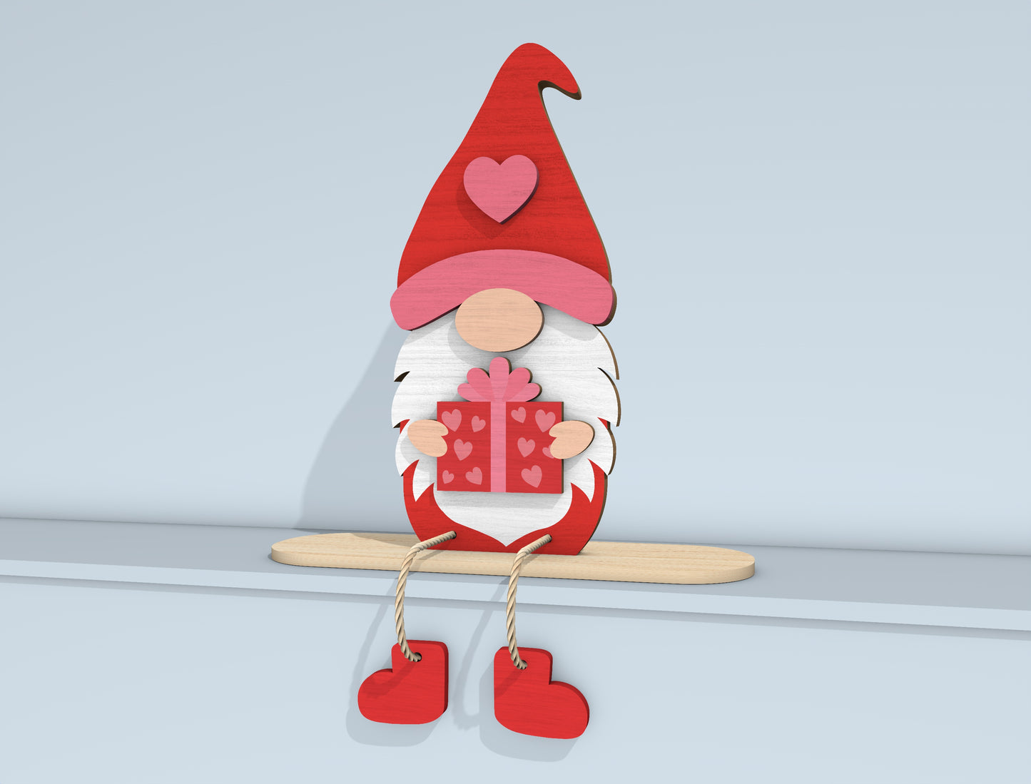 Valentine Gnome Shelf Sitter Laser Cut File | Love Gnome Bundle | Cute Wooden Decor | Glowforge, xTool, LightBurn, etc.