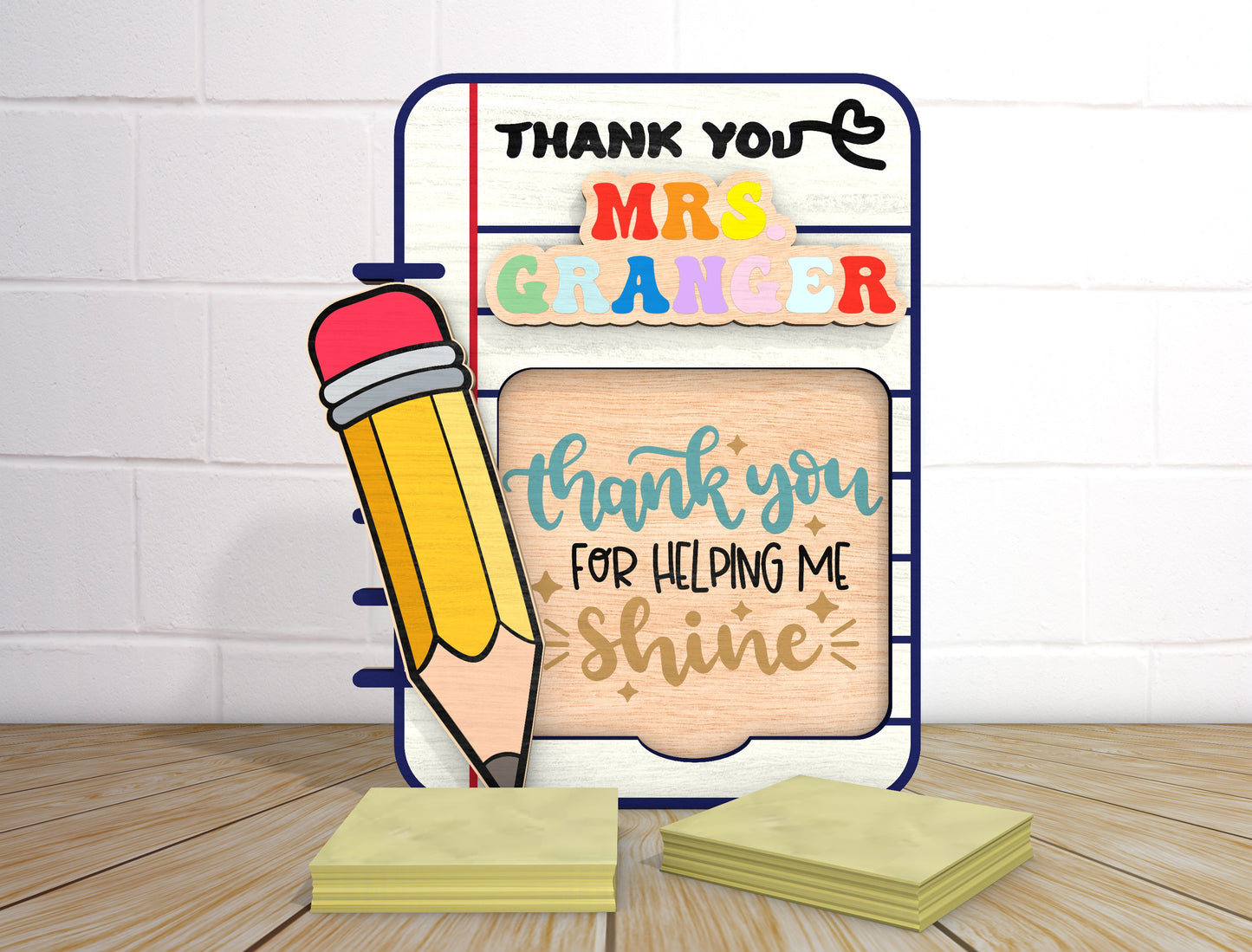 Teacher Sticky Note Holder SVG Bundle for Glowforge and LightBurn