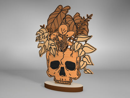 Halloween Skull Plant Multilayer SVG Standing Shelf Sitter for Glowforge xTool LightBurn