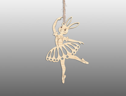 Easter Bunny Ballerina Ornament SVG 23 Easter Tree Designs for LightBurn