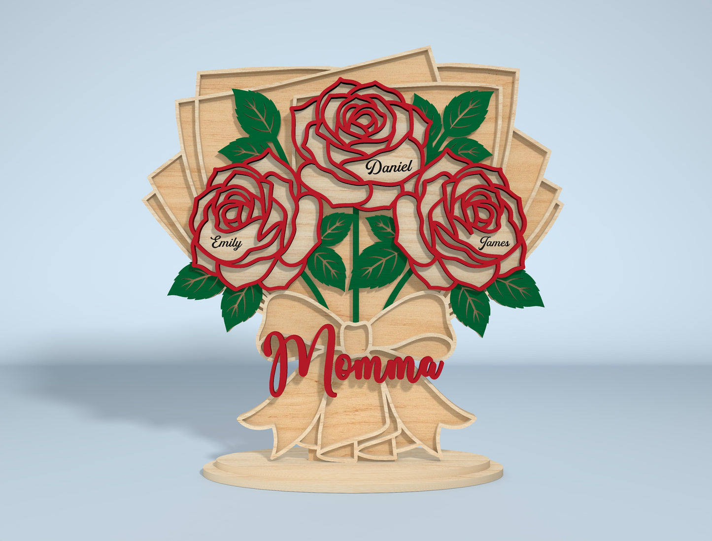 Personalized Rose Bouquet Stand Sign SVG for xTool and LightBurn