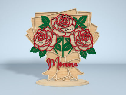 Personalized Rose Bouquet Stand Sign SVG for xTool and LightBurn