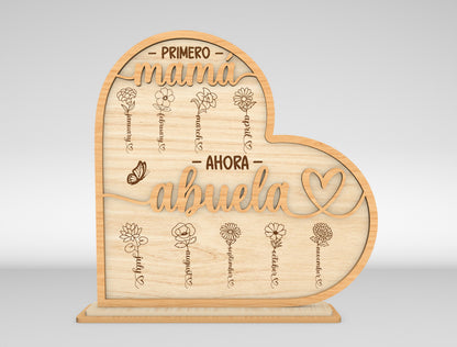 Primero Mamá Ahora Abuela Spanish Flower Sign SVG for xTool and LightBurn