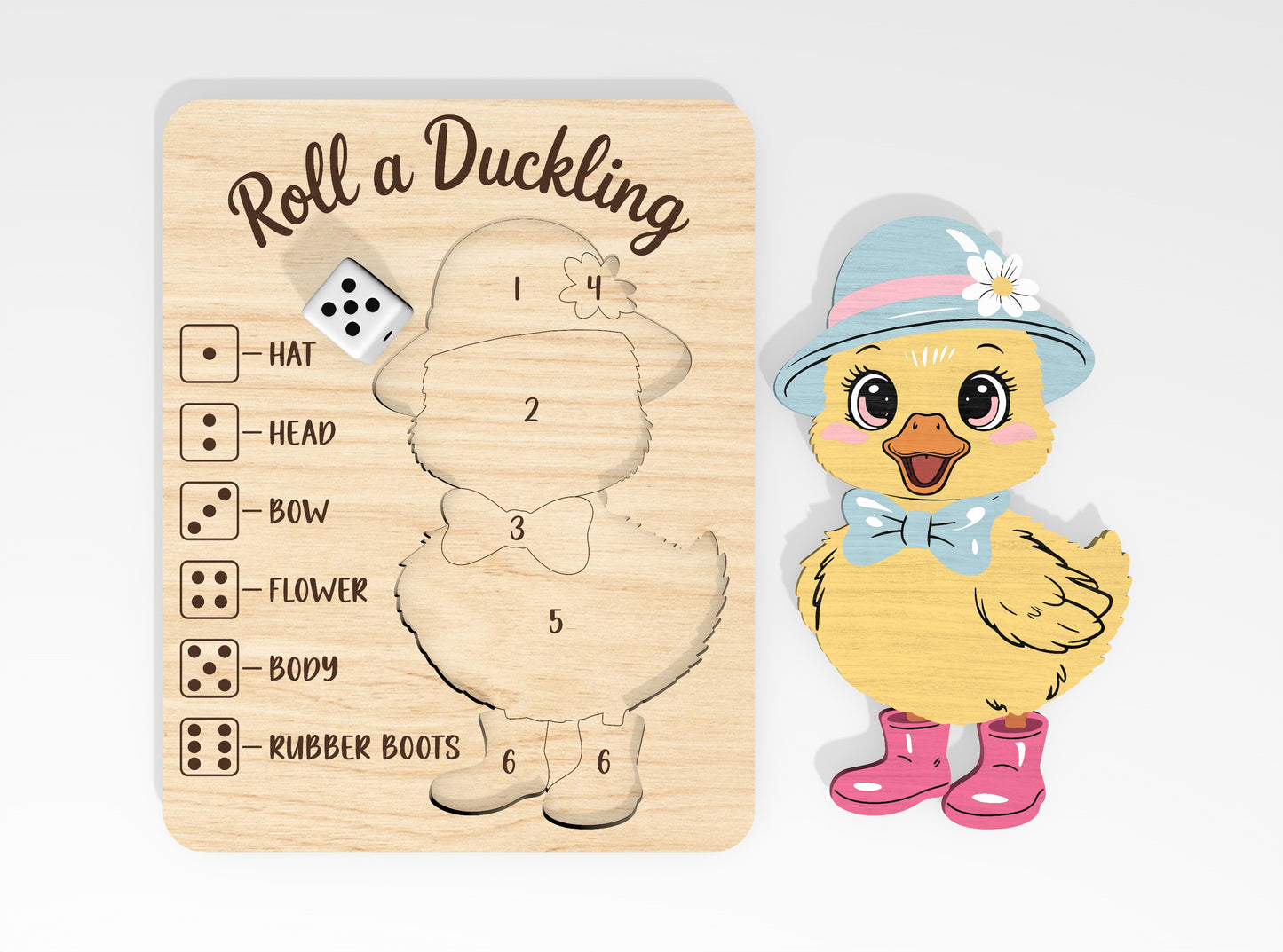 Easter Roll Game Wooden Board SVG Set 6 Designs for LightBurn and Glowforge