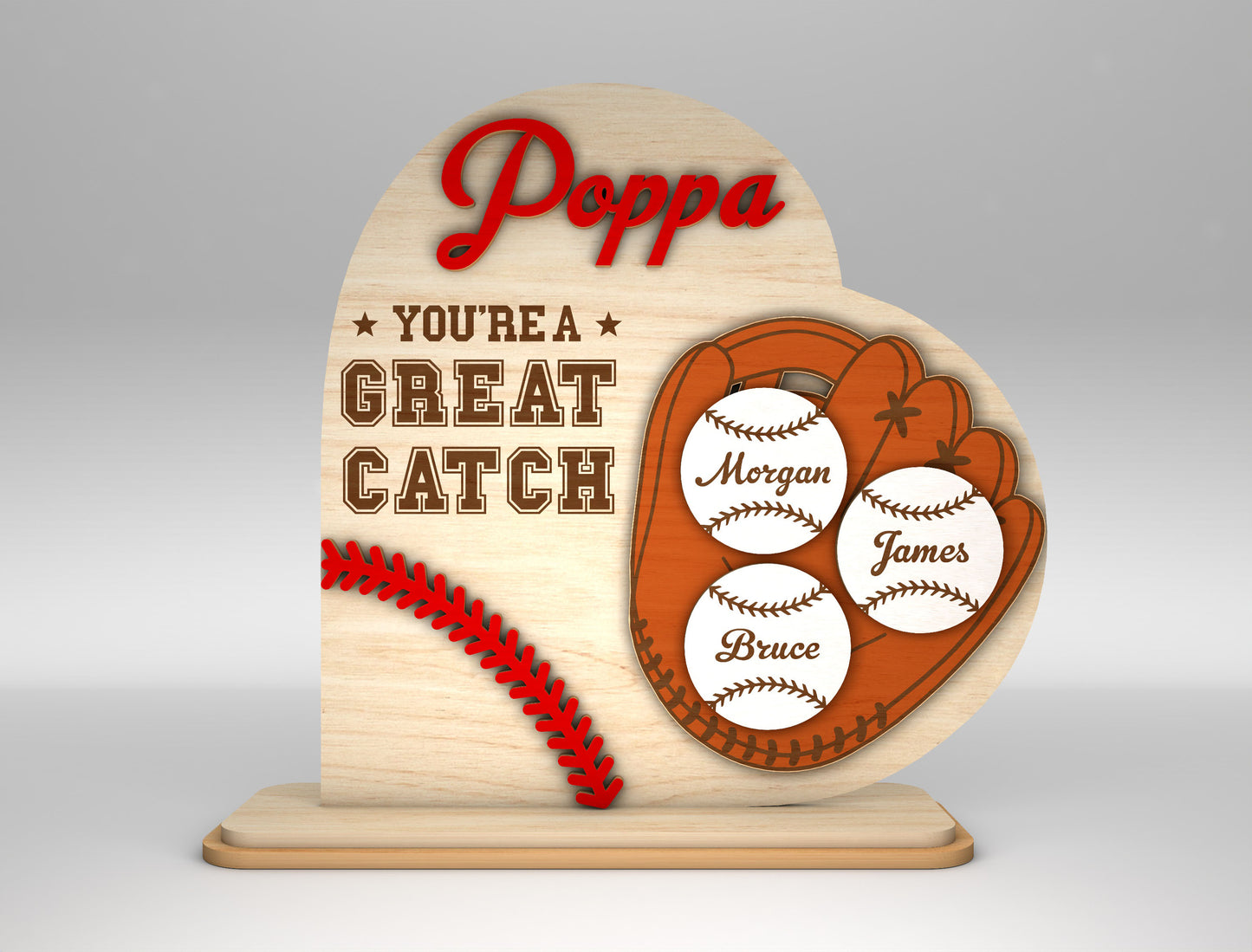 Personalized Baseball Dad Great Catch SVG for Glowforge and xTool
