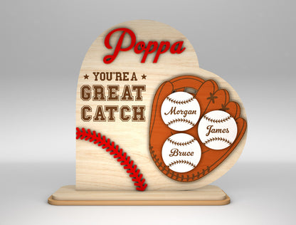 Personalized Baseball Dad Great Catch SVG for Glowforge and xTool