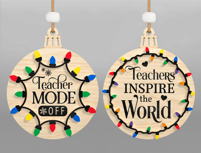 Christmas Teacher Ornament SVG Bundle Laser Cut File for Glowforge and xTool