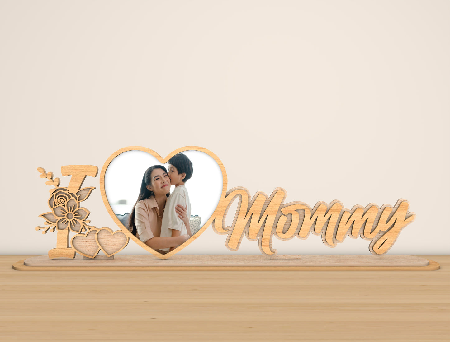 Personalized Mom Name Photo Stand SVG Bundle for LightBurn and xTool