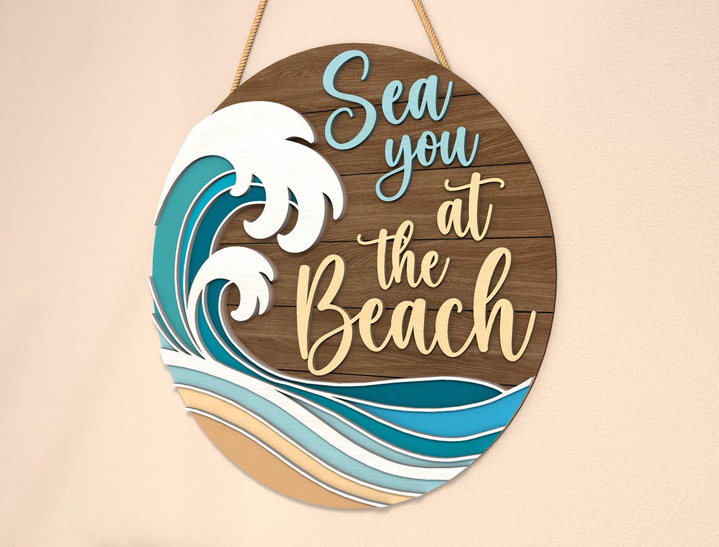 Ocean Wave Beach Door SVG for LightBurn and Glowforge