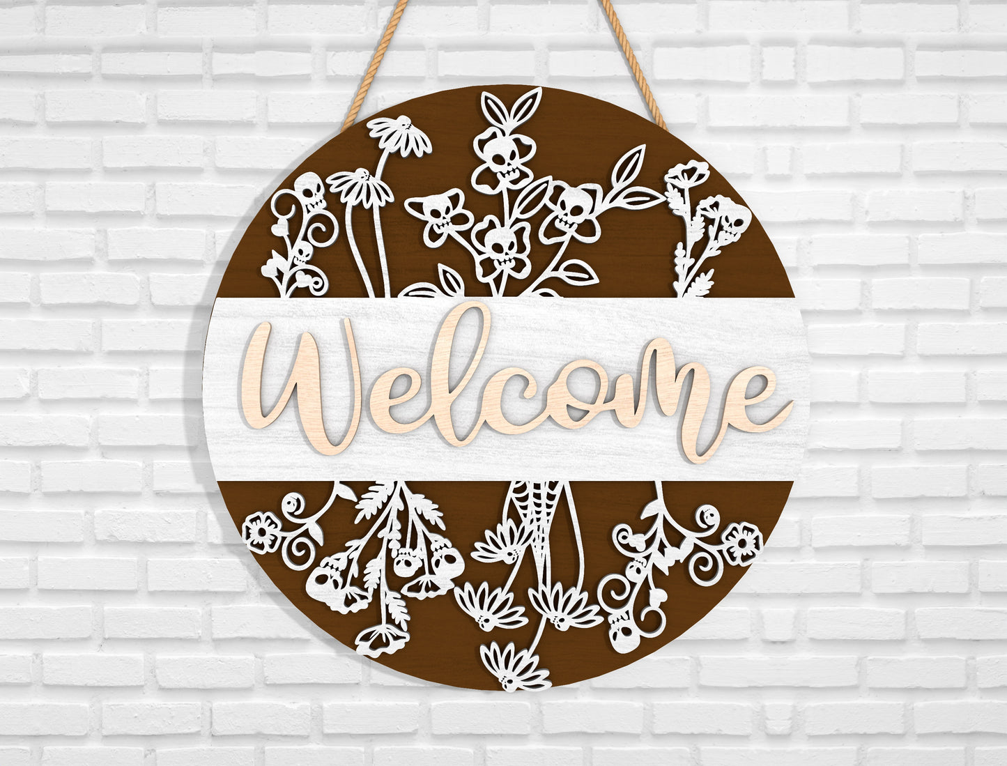 Floral Welcome Sign SVG for Glowforge and xTool Laser Cut File