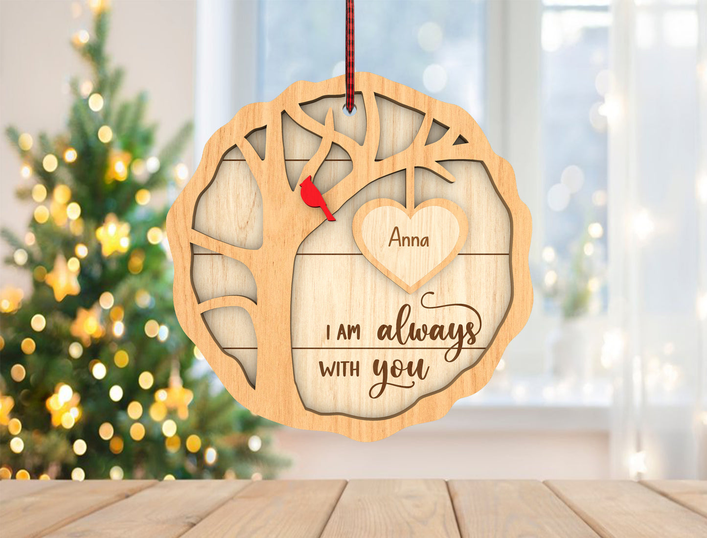 Cardinal Memorial Ornament SVG Bundle Family Tree Decor Laser Cut File for Glowforge
