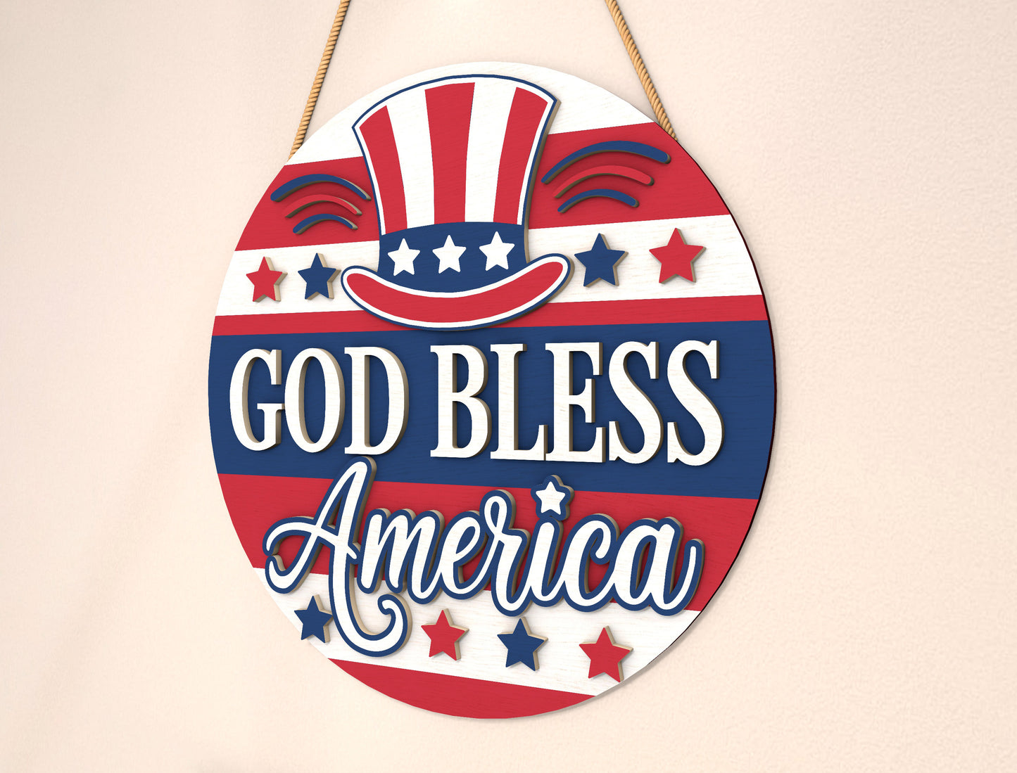 God Bless America Door Sign SVG for Glowforge, xTool, or LightBurn
