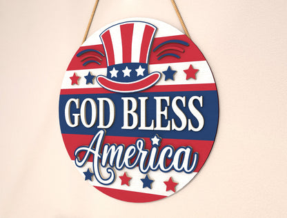 God Bless America Door Sign SVG for Glowforge, xTool, or LightBurn
