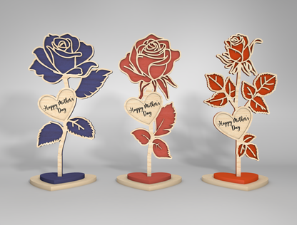 Rose Flower Stand Heart Base SVG Bundle for LightBurn and xTool