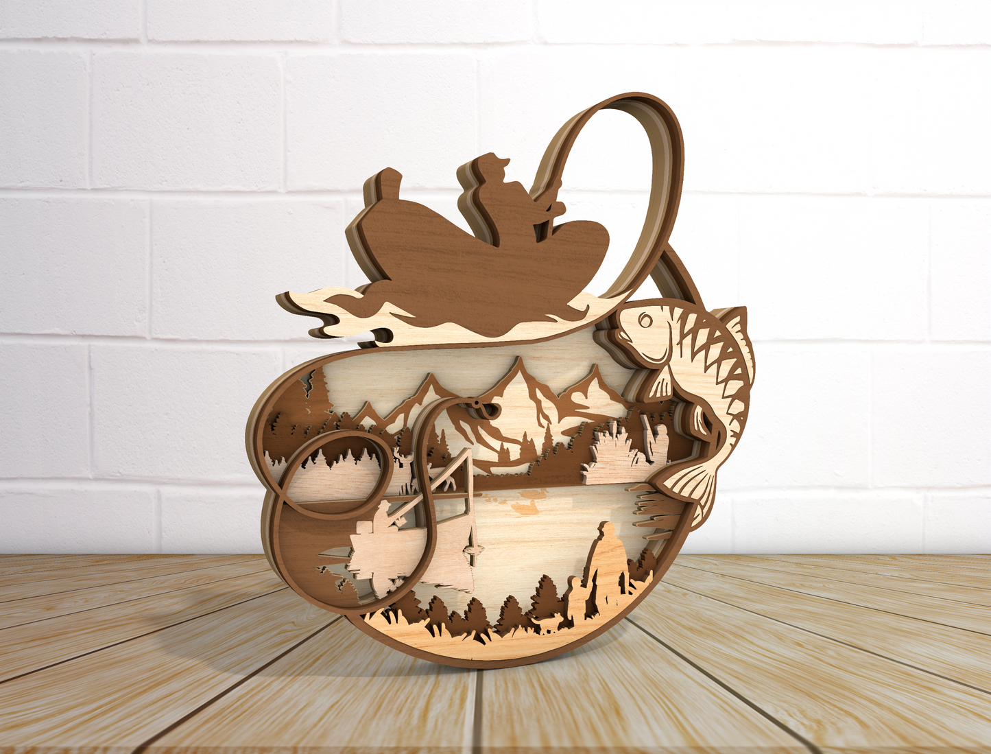 Fishing Father and Child Scene Sign SVG Laser Cut File for xTool and LightBurn