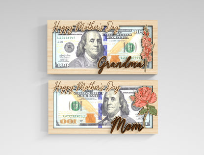 Mother's Day Money Holder SVG Bundle Birth Flower Mom Gift Laser Cut File for xTool and Glowforge