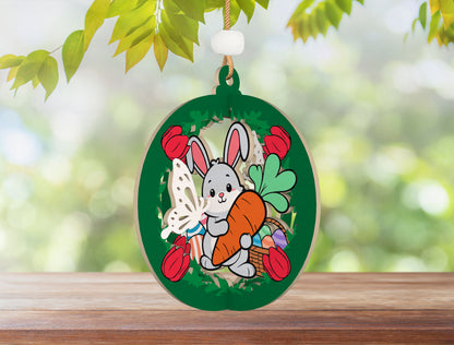 Easter Bunny Ornament SVG Bundle Cute Egg Basket Easter for LightBurn and xTool
