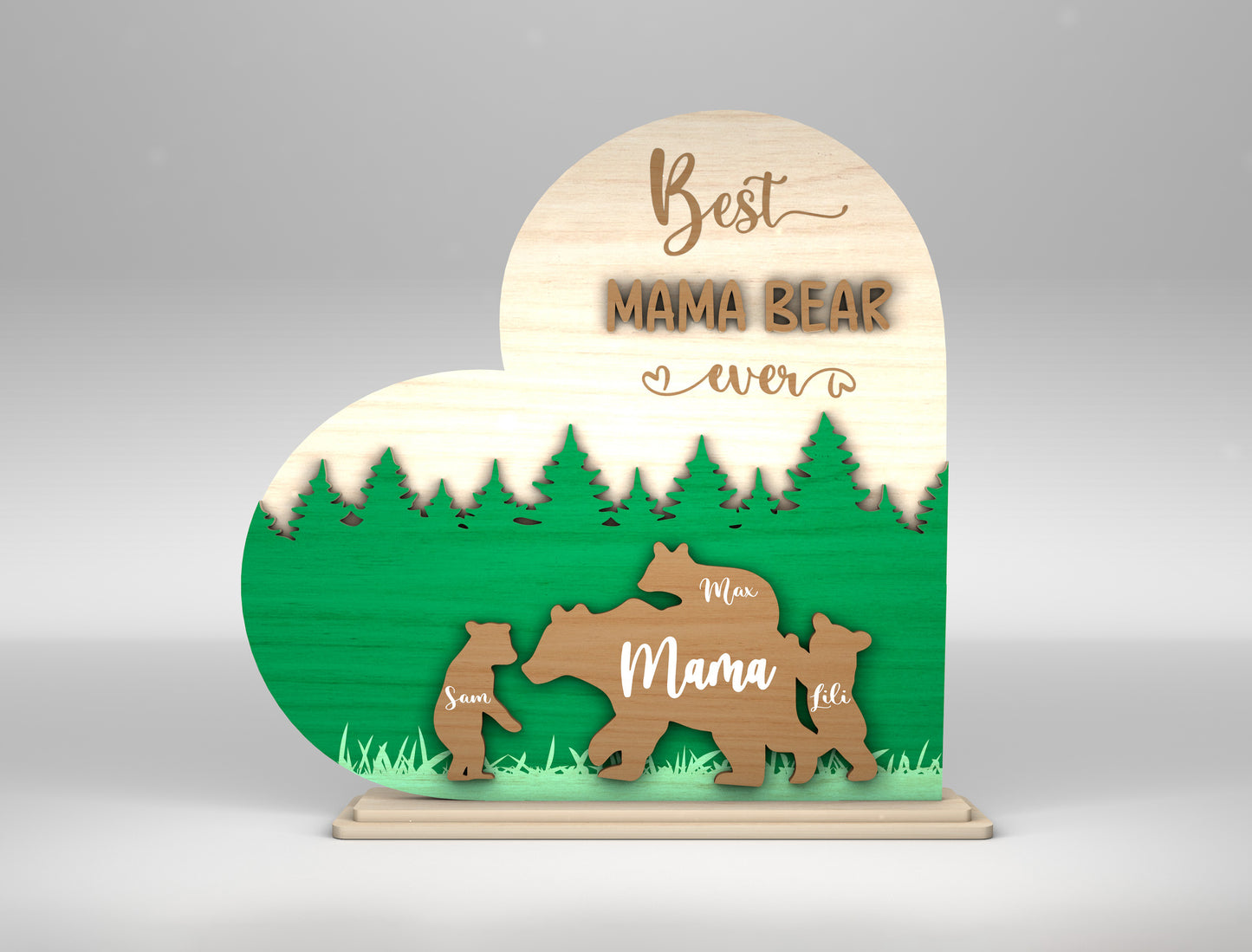 Best Mama Bear Forest Family Sign SVG for Glowforge and xTool