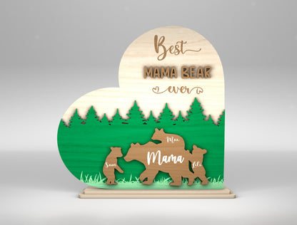 Best Mama Bear Forest Family Sign SVG for Glowforge and xTool