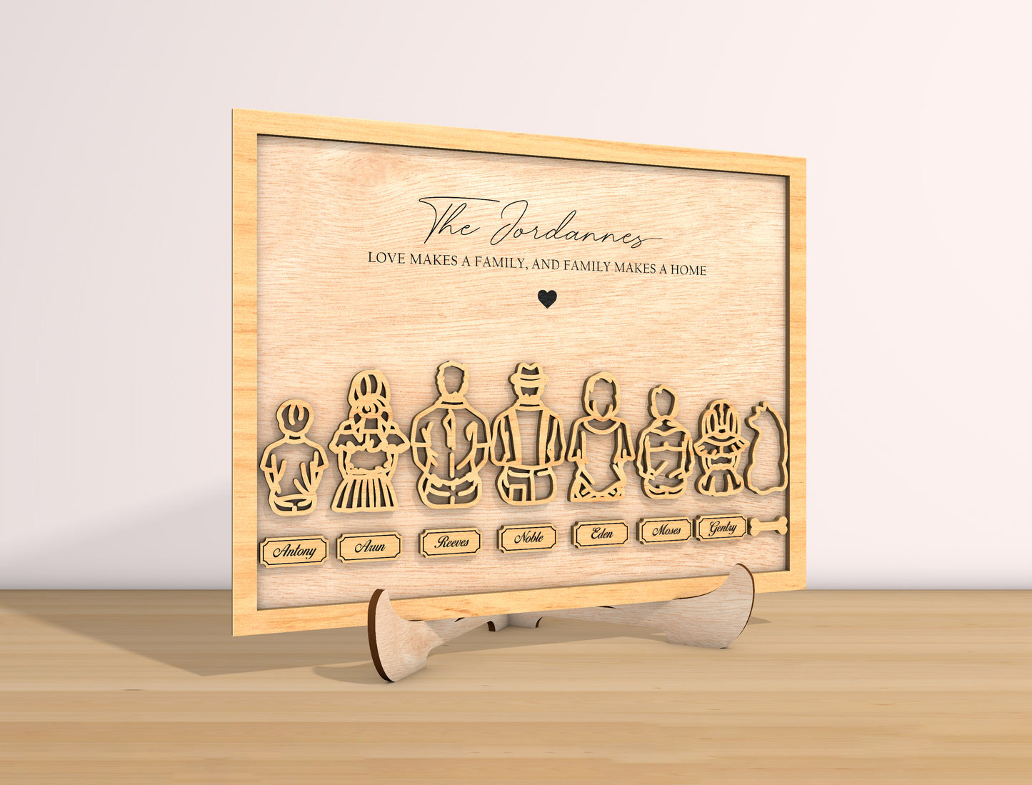 Personalized Family Sign SVG Custom Name Tabletop Laser Cut File for Glowforge and xTool
