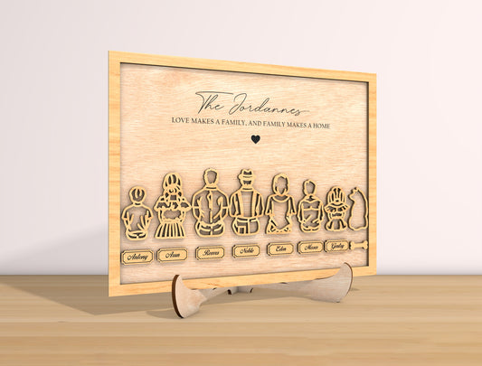Personalized Family Sign SVG Custom Name Tabletop Laser Cut File for Glowforge and xTool