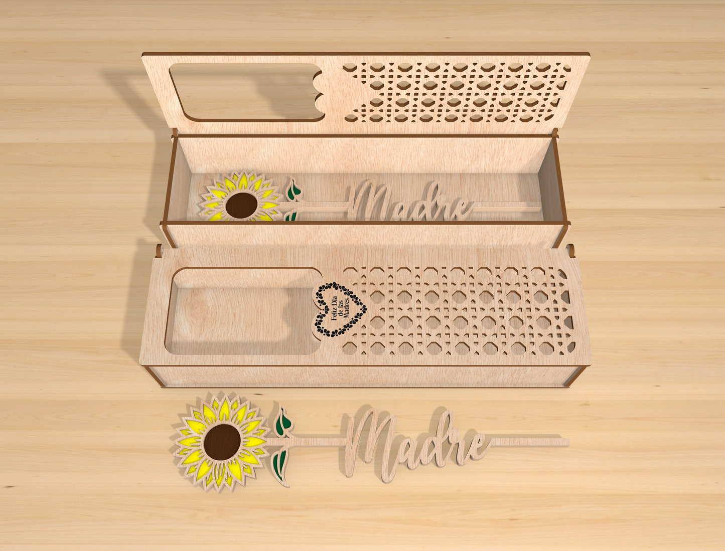 Flower Gift Box Laser Cut File Bundle | Mom Floral Keepsake Box | Multilayer Wooden Design | Glowforge, xTool, LightBurn, etc.
