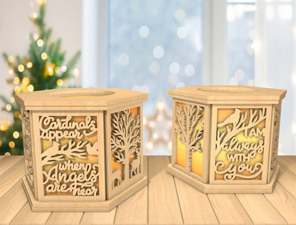 Cardinal Lantern SVG Wooden LED Candle Holder Laser Cut File for Glowforge and xTool