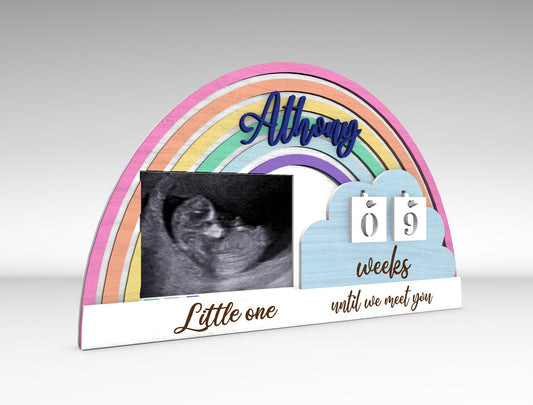 Personalized Rainbow Pregnancy Countdown SVG Laser Cut File for Glowforge and xTool