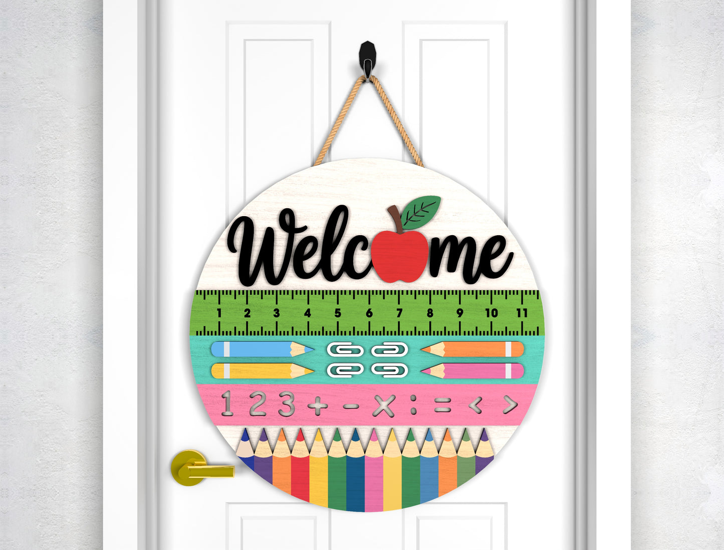 Personalized Ruler Pencil Classroom Door Hanger SVG Laser Cut File for Glowforge and xTool