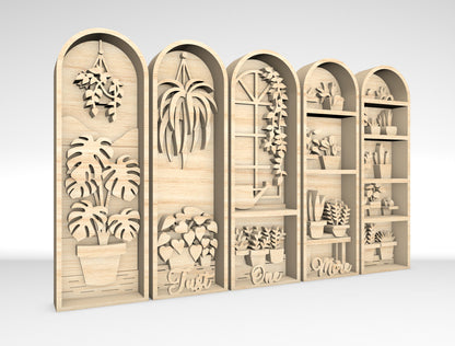 Layered Botanical Arch Panel SVG Bundle for xTool and Glowforge