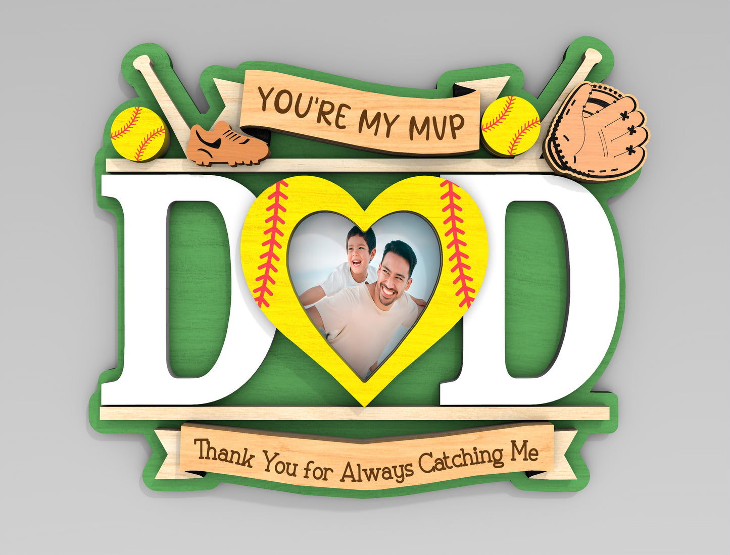 Sports Father's Day Fridge Magnet Photo Frame SVG Bundle for Glowforge and xTool