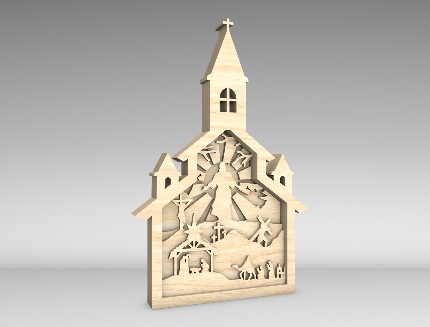 Christian Church Multilayer Jesus Cross Nativity SVG for Glowforge