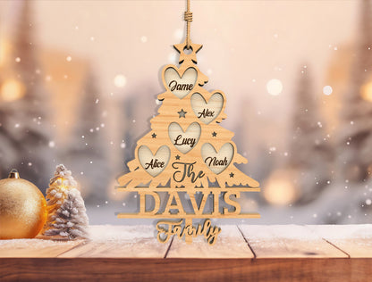 Personalized Family Tree Heart Christmas Ornament SVG 4