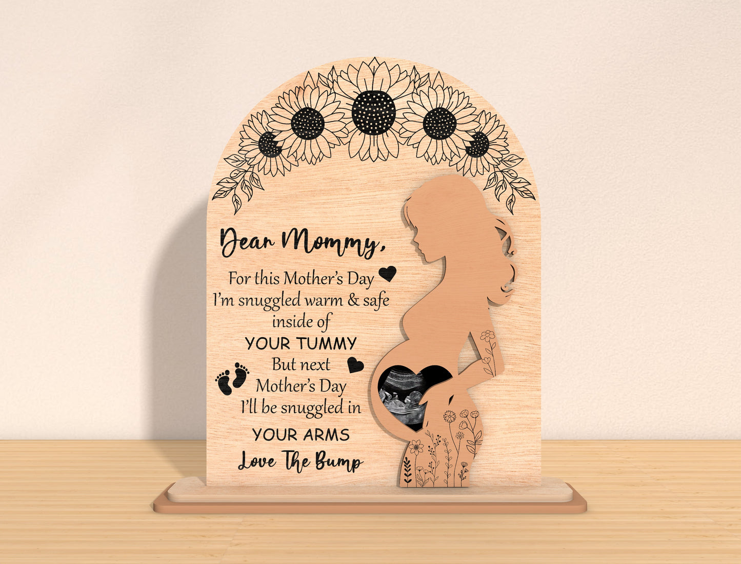 Pregnancy Mother’s Day Photo Frame Laser Cut File | Ultrasound Picture Frame | Expecting Mom Wooden Decor | Glowforge, xTool, LightBurn, etc..