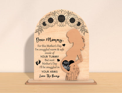 Pregnancy Mother’s Day Photo Frame Laser Cut File | Ultrasound Picture Frame | Expecting Mom Wooden Decor | Glowforge, xTool, LightBurn, etc..