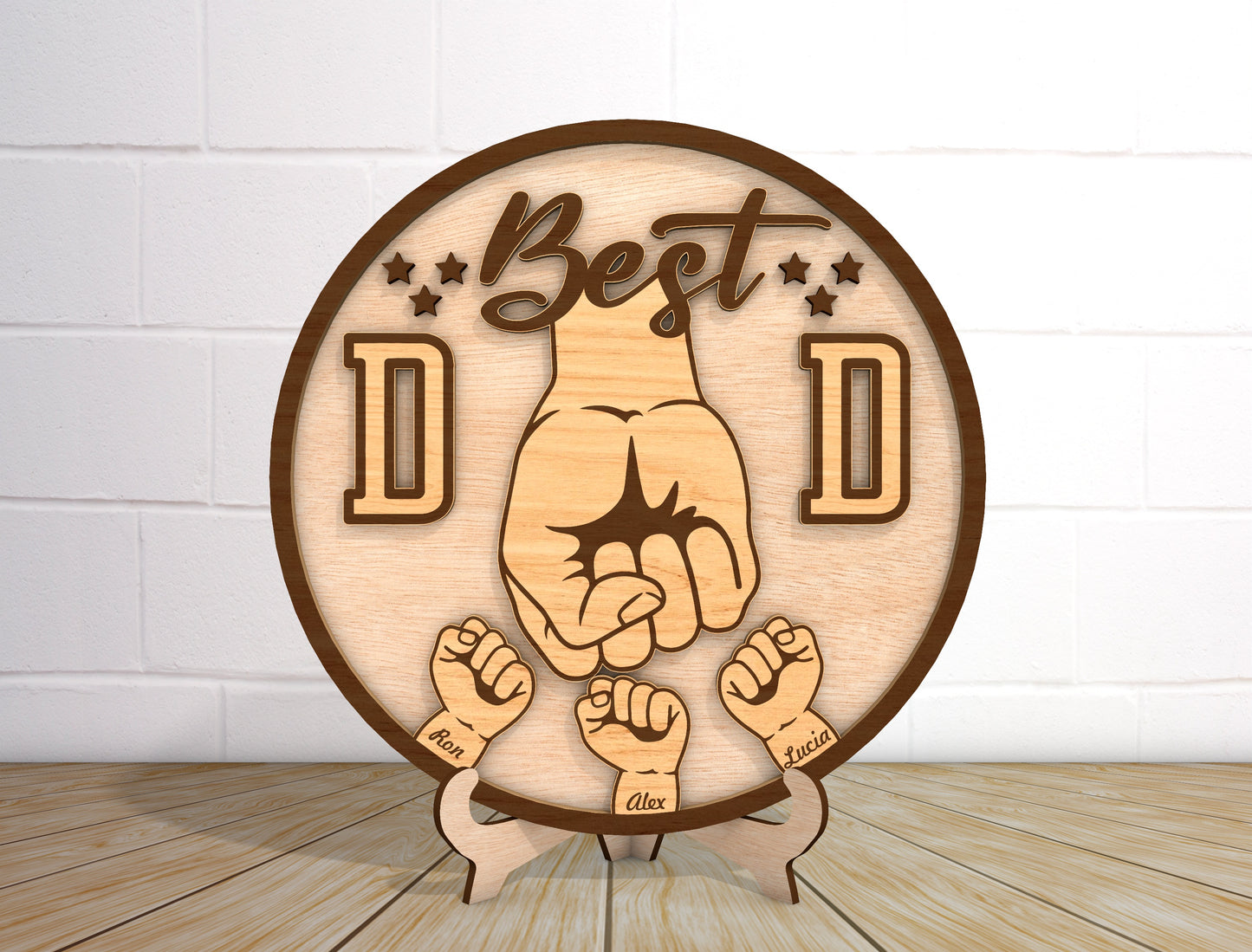 Best Dad Fist Bump Sign SVG Laser Cut File for xTool and LightBurn