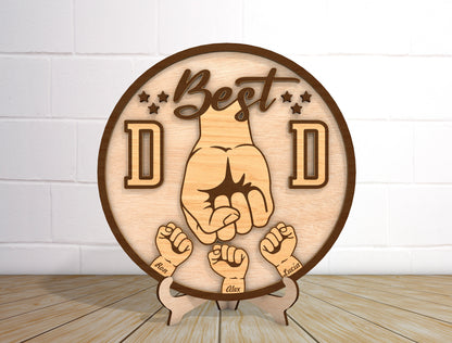 Best Dad Fist Bump Sign SVG Laser Cut File for xTool and LightBurn