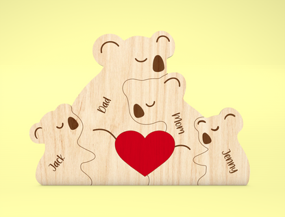 Bear Family Puzzle Sign SVG for xTool and Glowforge