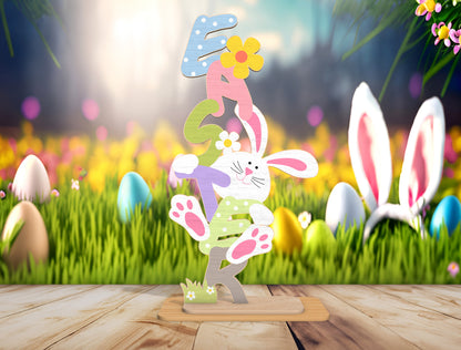 Easter Bunny Standing Sign SVG Cute Spring Decor for LightBurn and xTool
