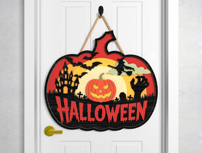 Pumpkin Halloween Door Sign SVG Laser Cut Files for xTool