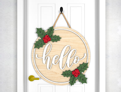 Christmas Door Hanger SVG Bundle 9 Gnome Santa Laser Cut Des 4