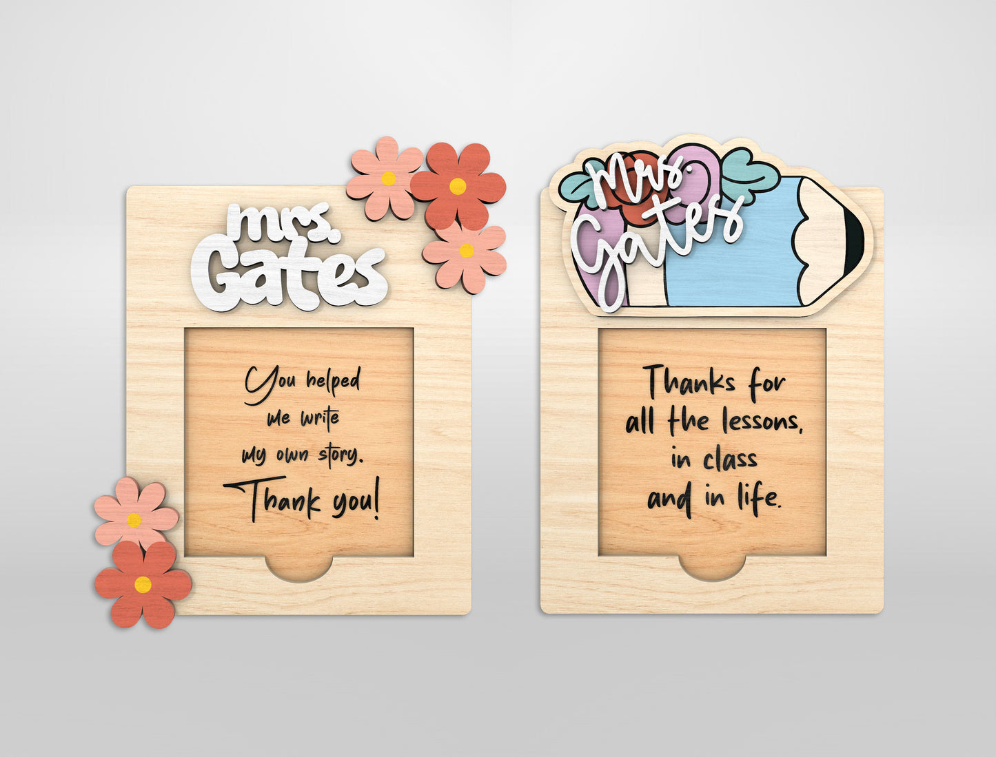 Personalized Teacher Note Pad Holder Bundle Laser Cut File for xTool and Glowforge