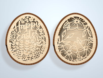 Easter Shadow Box SVG Bundle Happy Easter Egg for LightBurn and xTool