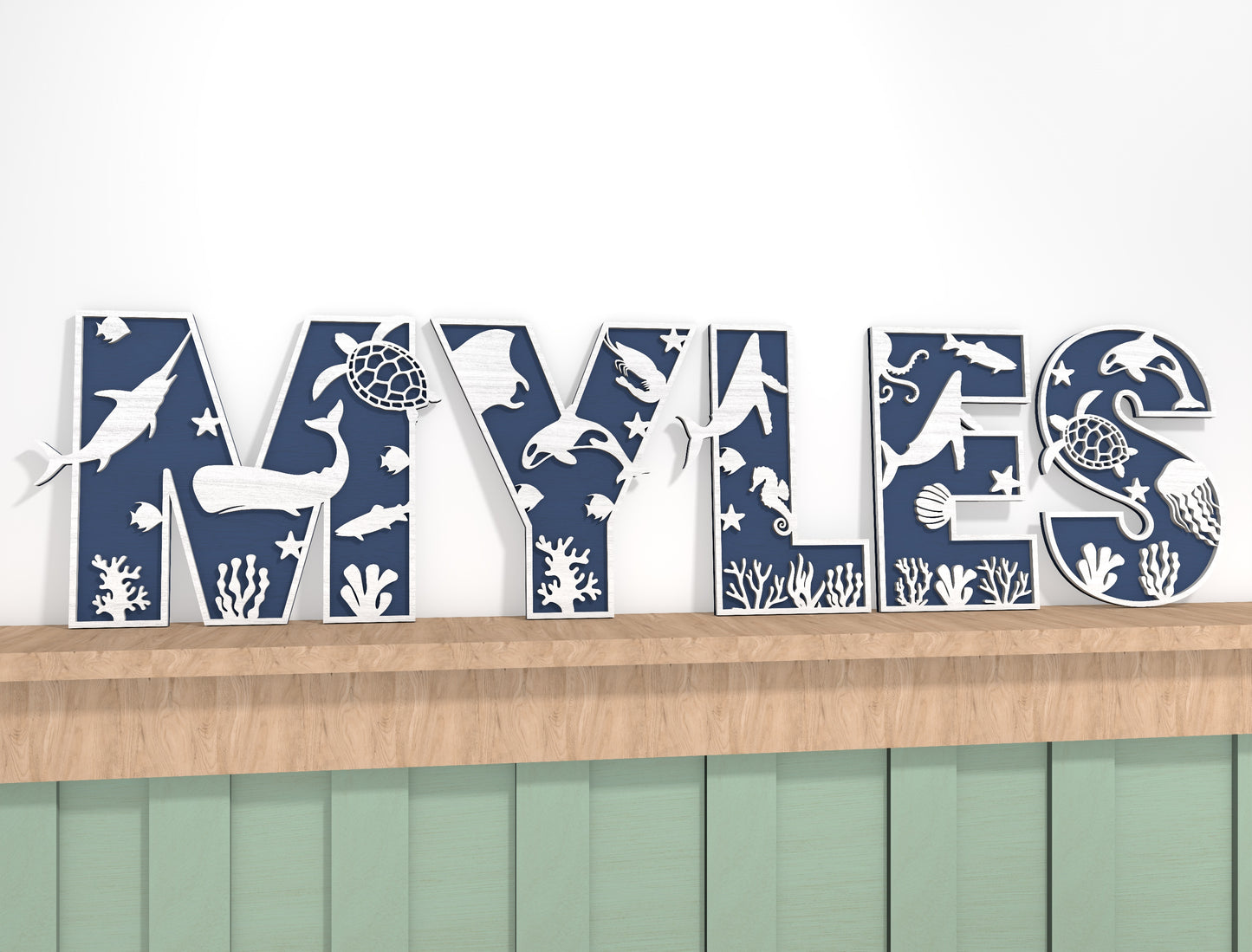 Sea Animal Alphabet SVG Laser Cut File for LightBurn and Glowforge