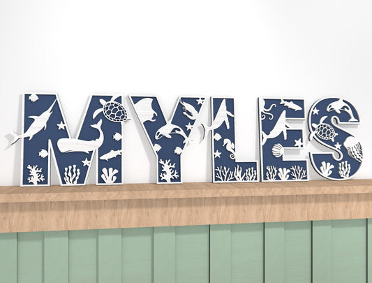 Sea Animal Alphabet SVG Laser Cut File for LightBurn and Glowforge