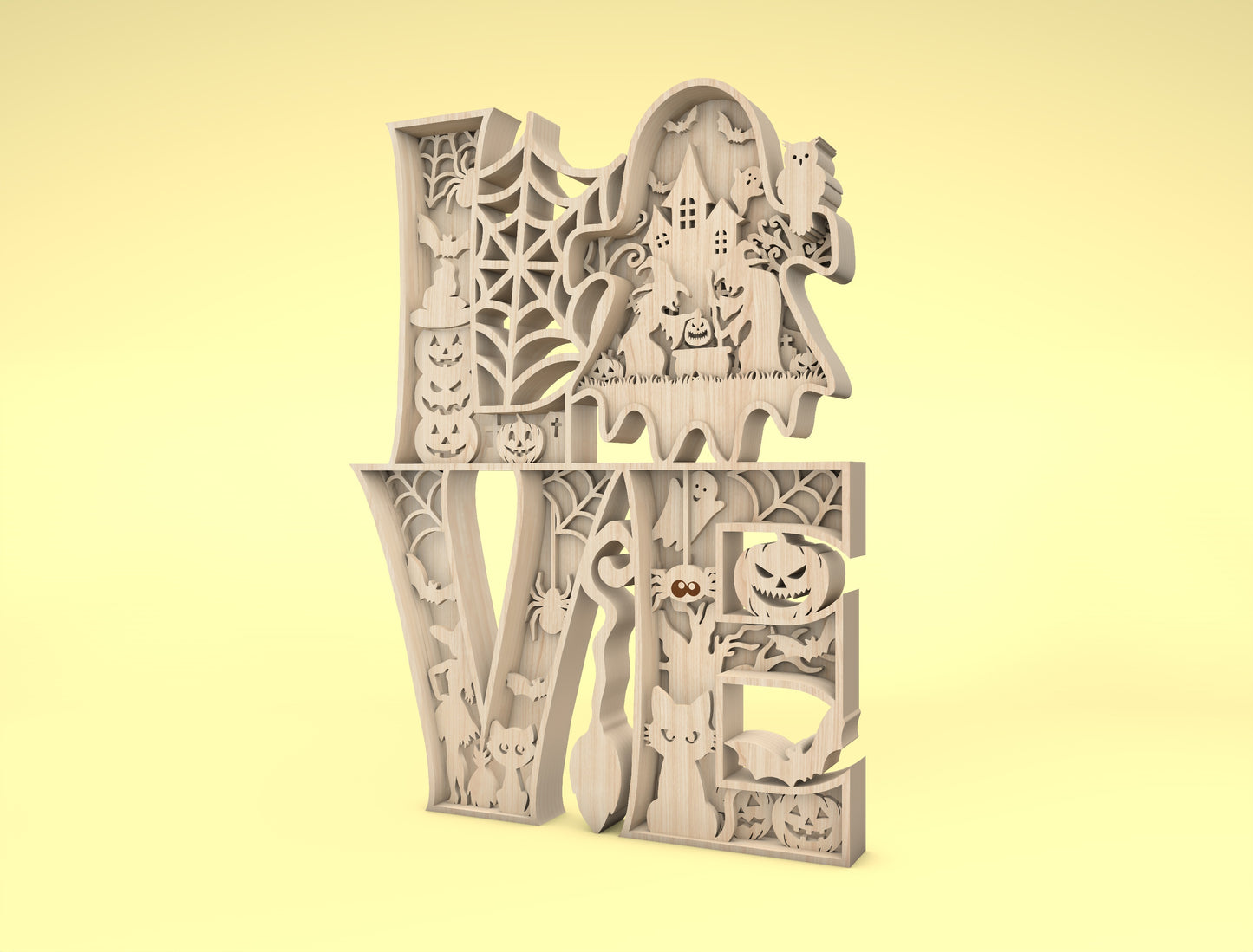 Multilayer LOVE Halloween Scene Art SVG for Glowforge xTool LightBurn
